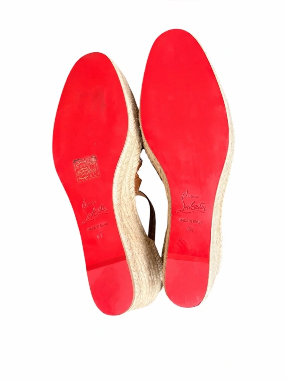 Christian Louboutin Amelina Tan Croc-Embossed Espadrille Wedge Sandal